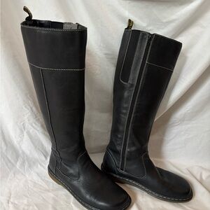 DR MARTENS Black Leather Tall Knee High Zip Boots 10 Women’s